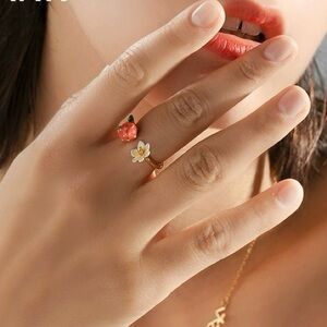 enamel strawberry ring